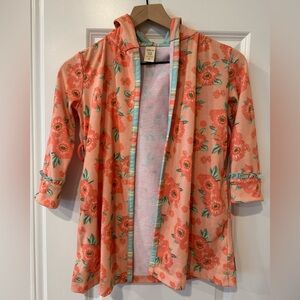 Matilda Jane Summer Showers Floral Hooded Robe Pink Blue Hoodie Stripes